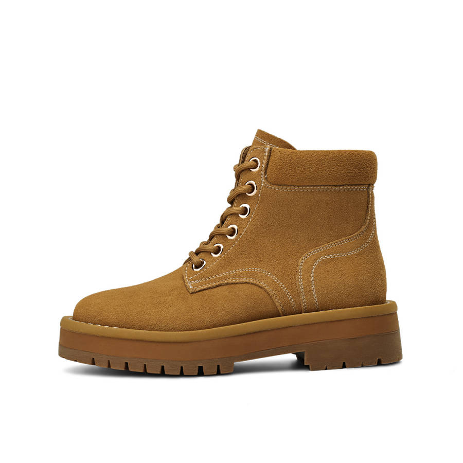 BOERDIQI Cow Suede Breathable Abrasion Resistant Height Increasing Short Outdoor Boots 4.5cm Women's