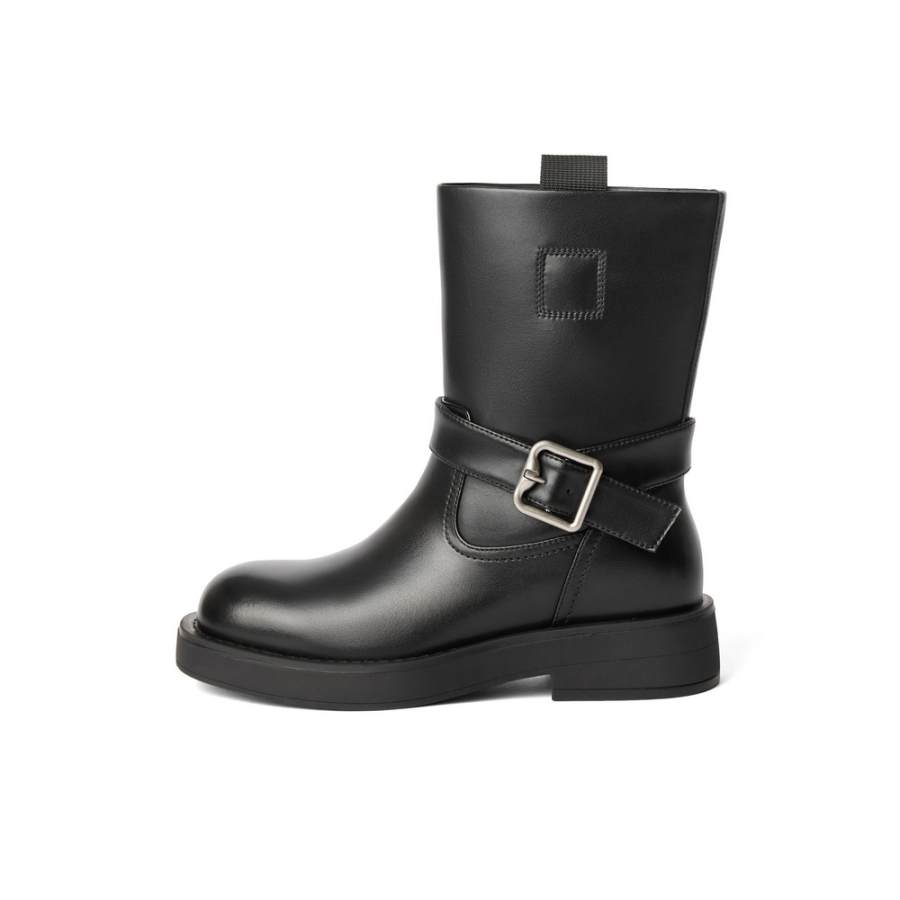 BELLE Synthetic Leather Ankle Boots 6CM Women's Black Brown