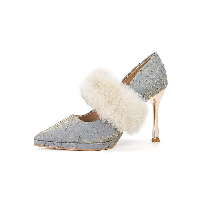 Zubumei Silk Slim Heel High Heels 10cm Women's