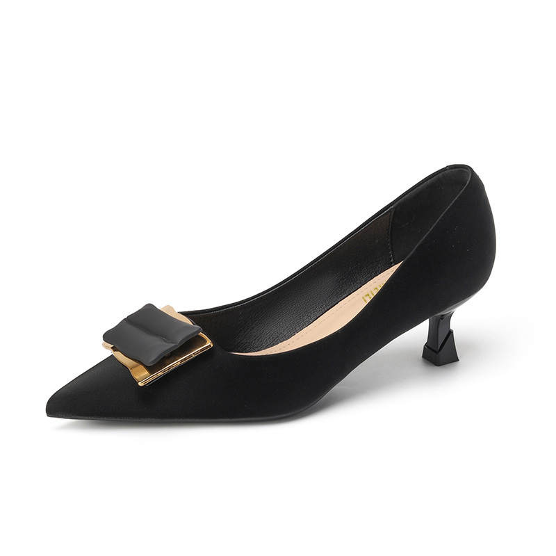 Qiandongmeili Slim Heel High Heels 6CM Women's Black