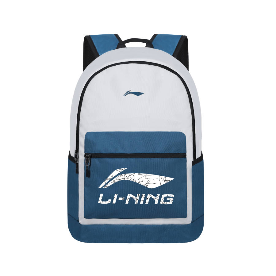 Li-Ning Li Ning Polyester Backpack Unisex Blue With White Random Stitching