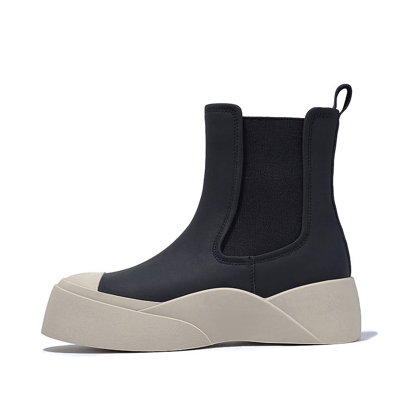 BELLALILY Cow Leather Crew Chelsea Boots Women's