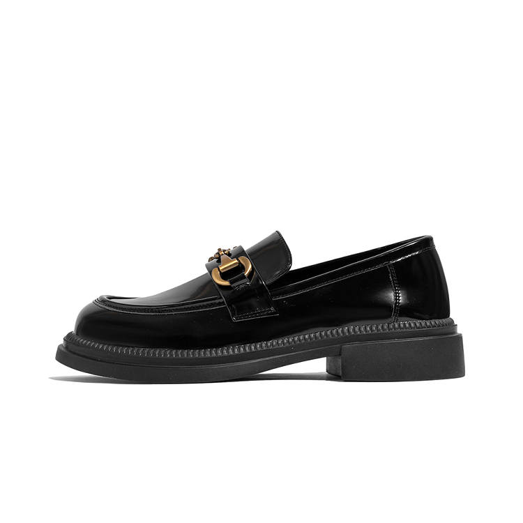 LAOMIAO Cow Split Leather Slip on Loafers 3.8cm Women's Black