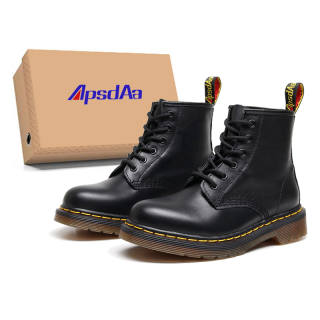 VFTS ApsdAa X VFTS Vintage Classic 6 Hole Nappa Soft Leather Plus Size Combat Boots 3cm Unisex Black