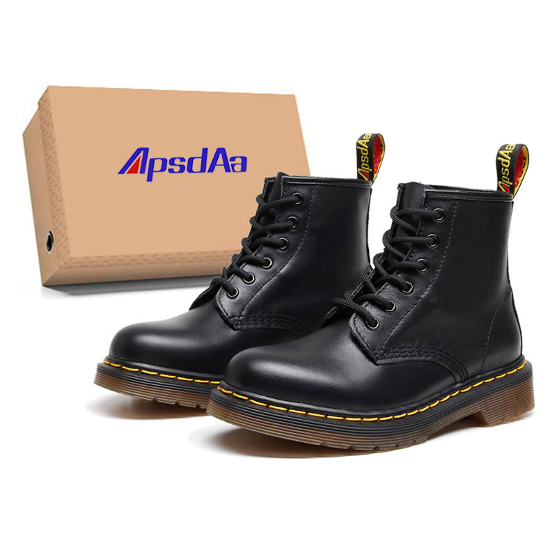 VFTS ApsdAa X VFTS Vintage Classic 6 Hole Nappa Soft Leather Plus Size Combat Boots 3cm Unisex Black