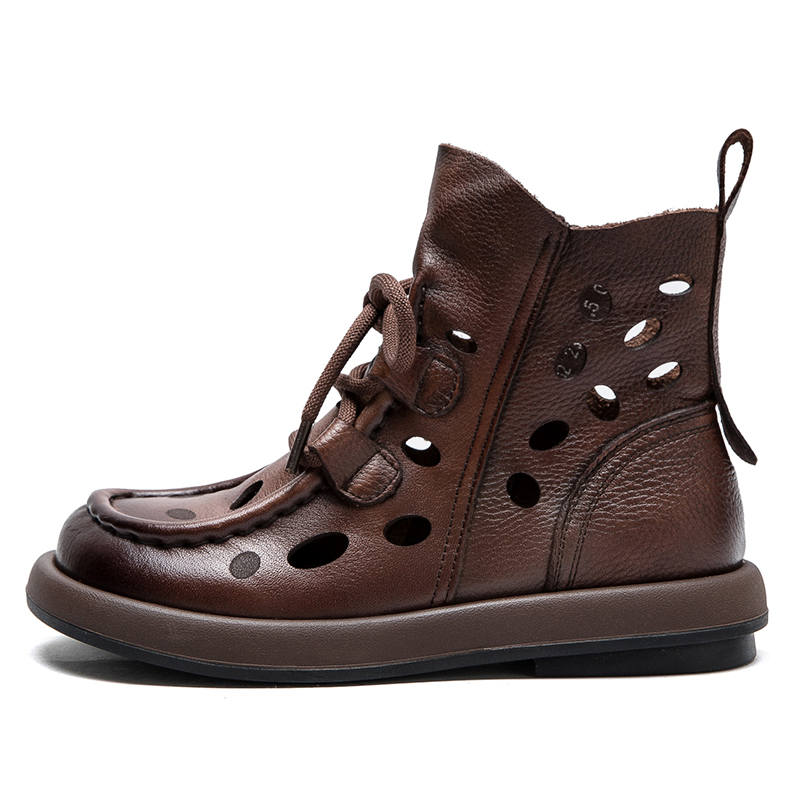 JIEZHOU Top Grain Cow Leather Ankle Boots Women's