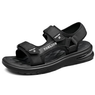 Tonlion Textile, Synthetic Leather Beach Sandals Men's Black