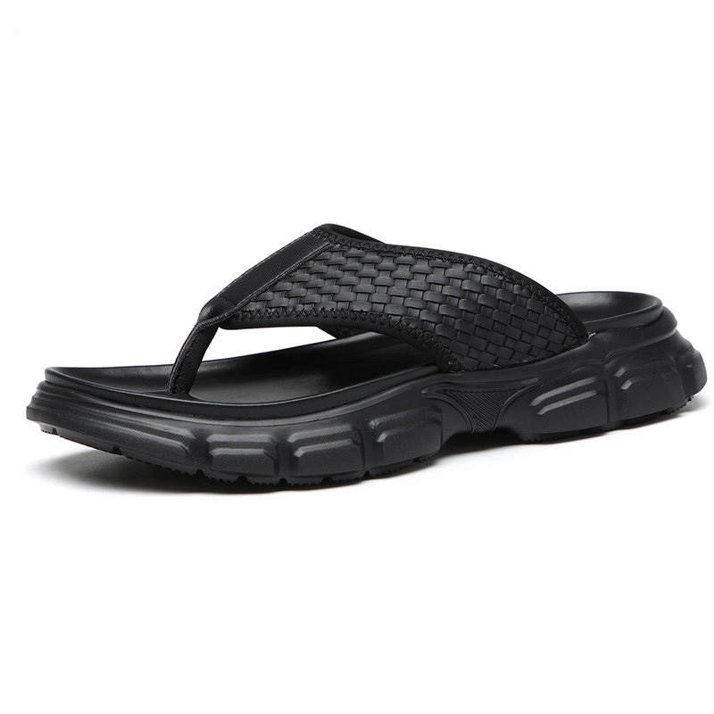 SENJIALUO EVA Slip Resistant Abrasion Resistant Flip Flops Men's Black