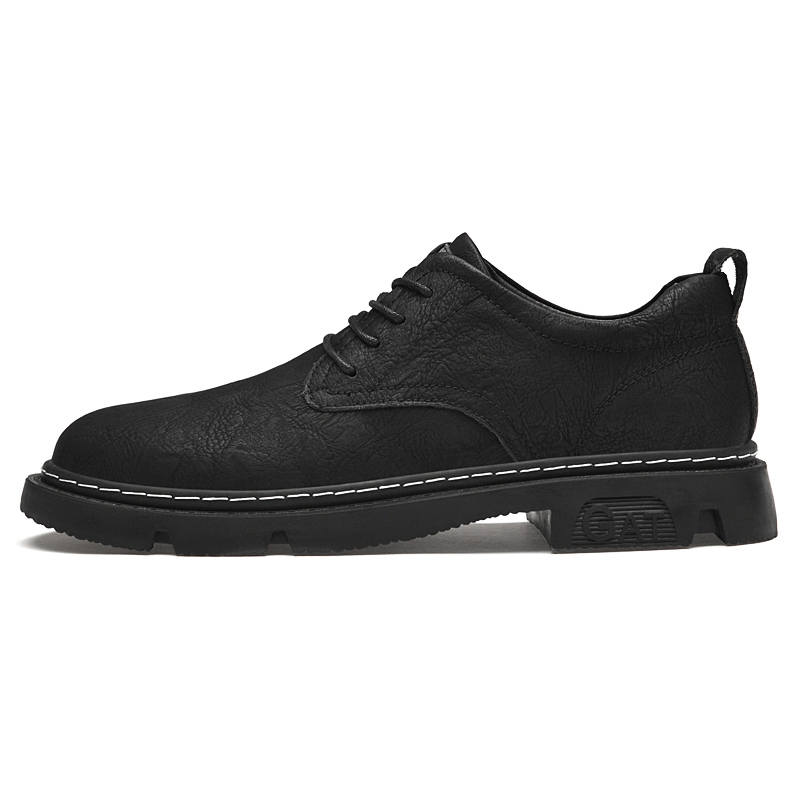 Mulinsen Casual Leather Shoes Men's Low Top Black/Khaki