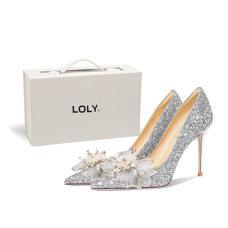 LOLY LOLY Slim Heel High Heels Women's Silver