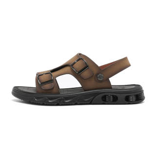 NAVIGARE Small Sailboat Microfiber Leather Beach Sandals Men's Khaki