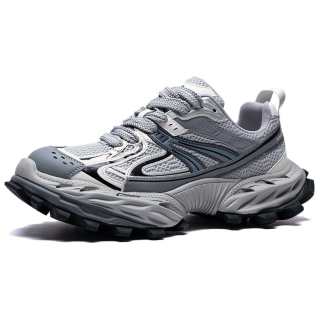 AOLUN Microfiber Leather Abrasion Resistant Breathable Height Increasing Low top Chunky Sneakers Men's Light Gray