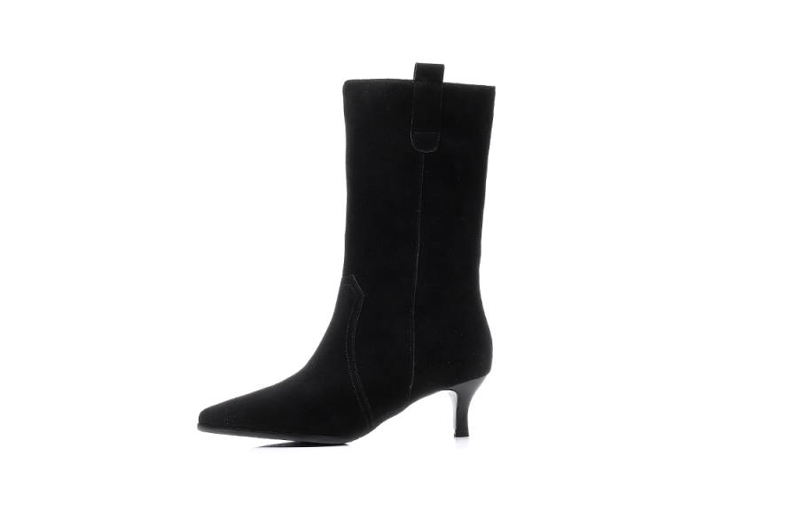 VEDULLAR Leather Minimalist Style Pointed Toe Elegant, Fleece Lined Ankle Boots 5.5cm Women's
