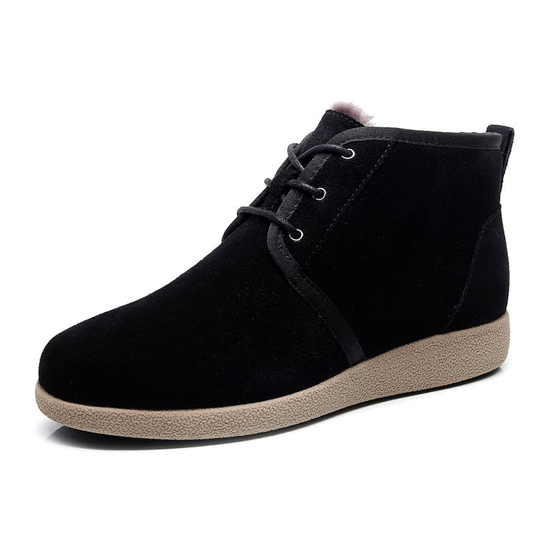 GUOLUOFEI Cow Suede Slip Resistant Abrasion Resistant Short Snow Boots Men's