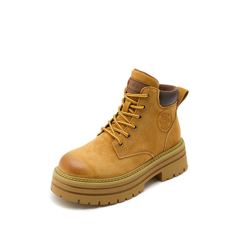 GIGIRYO Top Grain Pig Leather Ankle Boots Height Increasing 8cm Women's