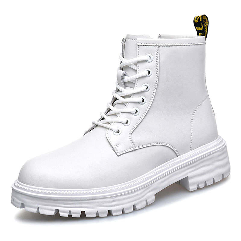 KAQIAODI Cow Split Leather Crew Combat Boots Men's