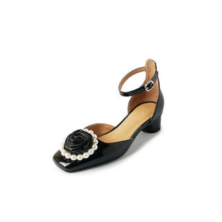 BalletCat Patent Leather Chunky Heel High Heels 3.5cm Women's