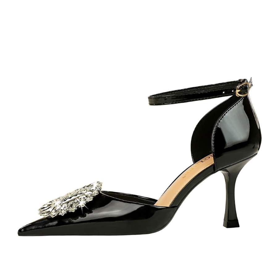 QITUMAUL Patent Leather Slim Heel High Heels 8cm Women's