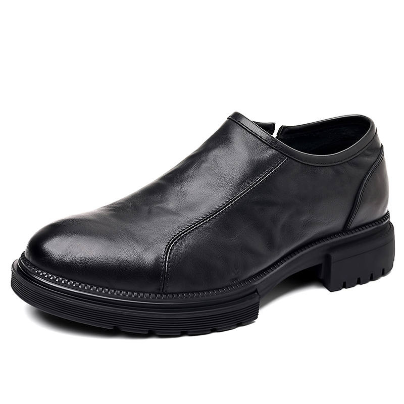 JANECO Top Grain Cow Leather Casual Shoes Men's Black