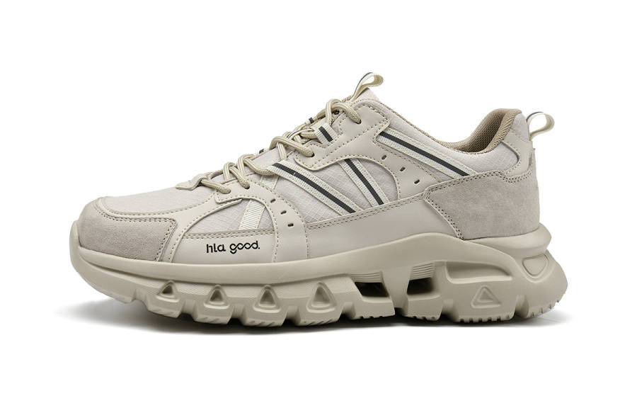 HLA Synthetic Leather Breathable Mesh Patchwork Lightweight Height Increasing Running Shoes Casual Shoes Men's