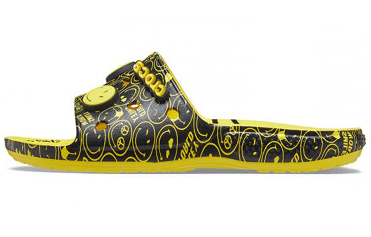 Crocs SMILEY X Crocs Classic Clog Slide Slippers Unisex Yellow Black