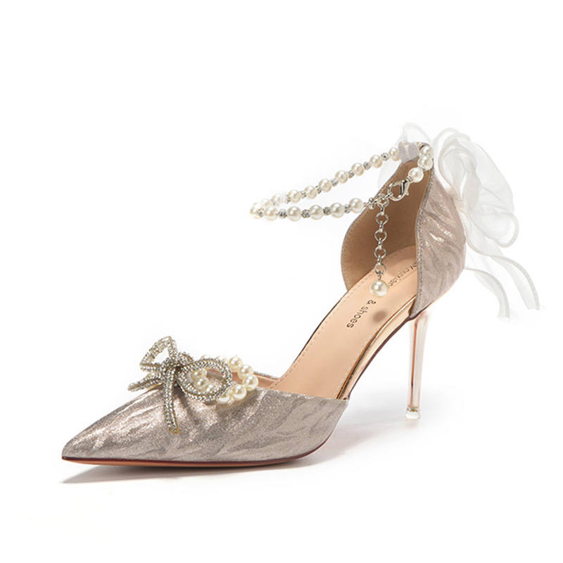 WEISHIBANGWEI Shinny Leather Slim Heel High Heels Women's