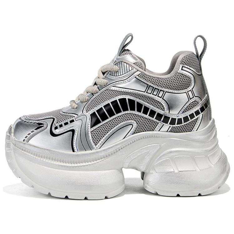 DAPHNE DAPHNE Textile, Split Cow Leather Abrasion Resistant Low top Chunky Sneakers Women's