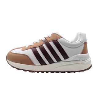 QIANJIN Synthetic Leather Cushioning Slip Resistant Breathable Lightweight Low top Casual Shoes Women's Light Brown