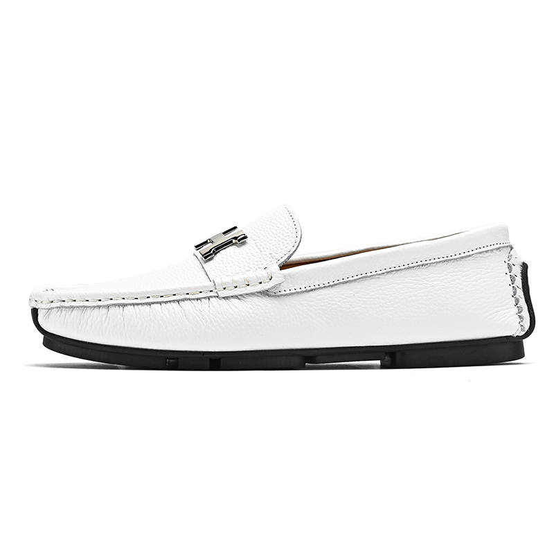 CITONGXIANSHENG Top Grain Cow Leather Casual Shoes Men's White
