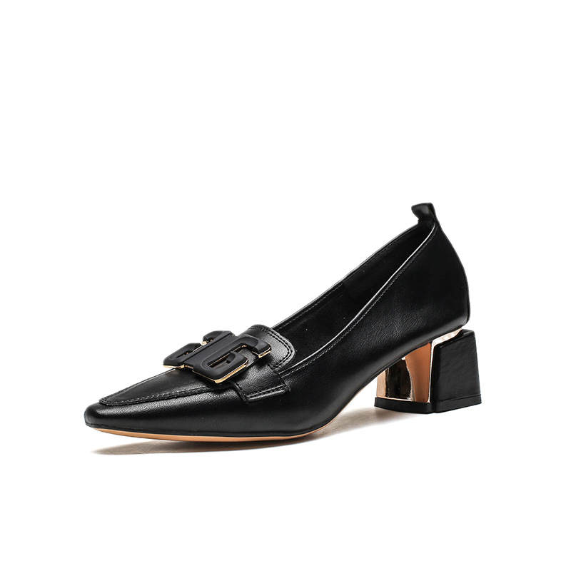 YAFEI XUANYU Cow Split Leather Chunky Heel High Heels 5CM Women's