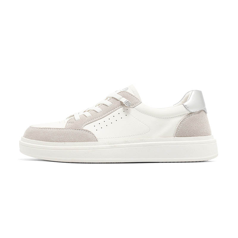 NAVIGARE Height Increasing Low top Skateboard Shoes Women's Beige Silver