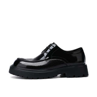 U7 Casual Leather Shoes Men's Low Top Black