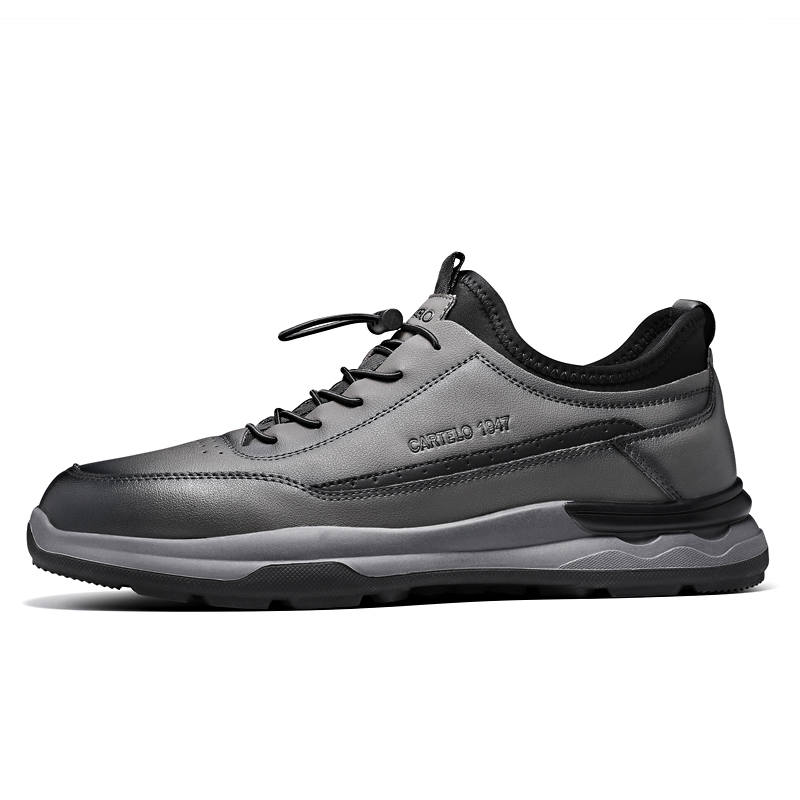 CARTELO Cushioning Height Increasing Abrasion Resistant Slip Resistant Low top Casual Shoes Men's Stone Gray