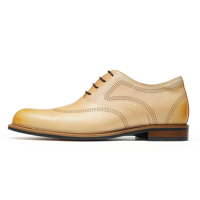 ASTON M.JAZZ Cow Leather Dress Shoes Men's Ecru