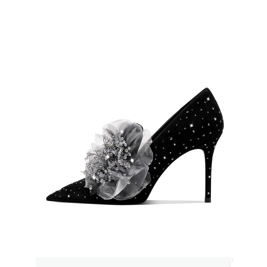 Hoov Comfortable Slim Heel High Heels 9cm Women's Phantom Black