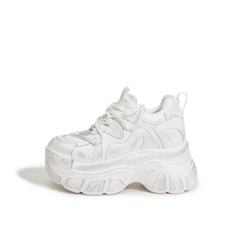 MILANLIANGE Microfiber Leather Cushioning Abrasion Resistant Height Increasing Low top Chunky Sneakers Women's