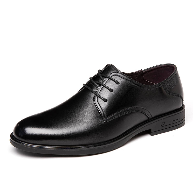 PINYI Top Grain Cow Leather Business Commuting Dress Shoes Men's Black