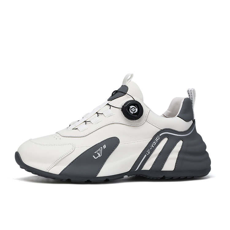 U7 Top Grain Cow Leather Minimalist Fashion Low top Casual Shoes Men's White Gray