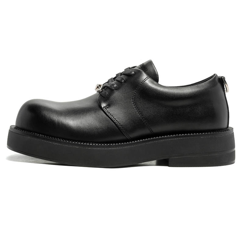 DUNNU Casual Leather Shoes Men's Low Top Black