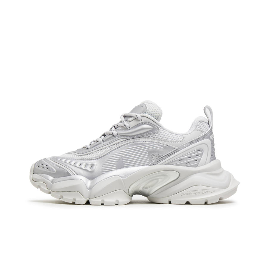 Champion Tooth Shark 2.0 Textile, Synthetic Leather Balance Low top Chunky Sneakers Women's Silver White/photon Gray