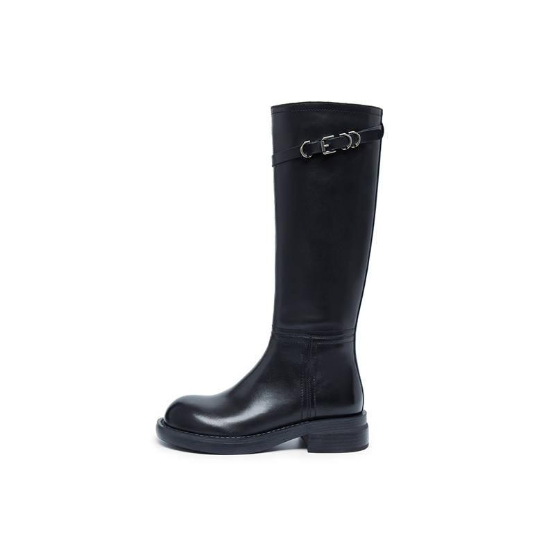 ELLE Long Shaft Boots Top Grain Cow Leather Over the knee Boots Women's 2025 Women's Boots