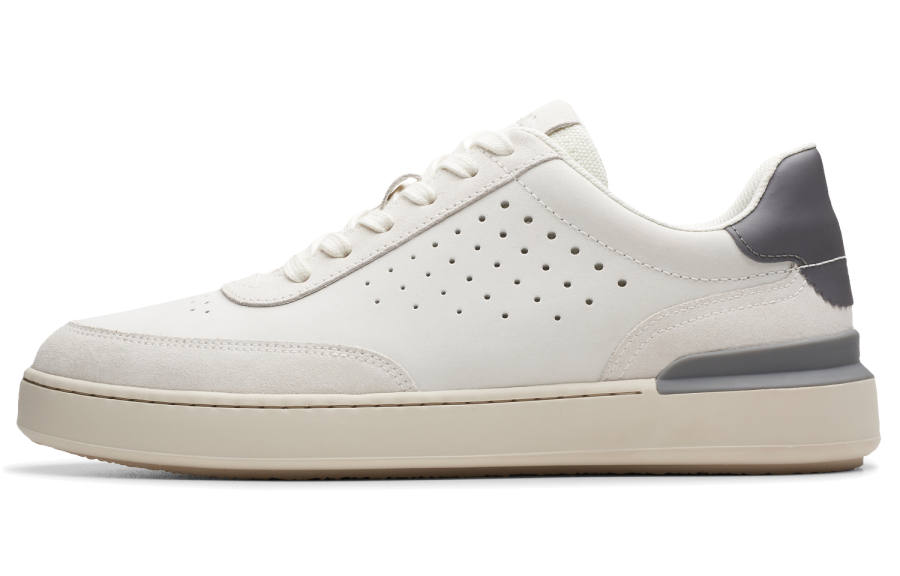 Clarks Textile, Cow Leather Low top Skateboard Shoes Men's White