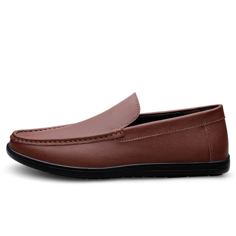 YINGLUNQISHI Top Grain Cow Leather Loafers Men's Brown