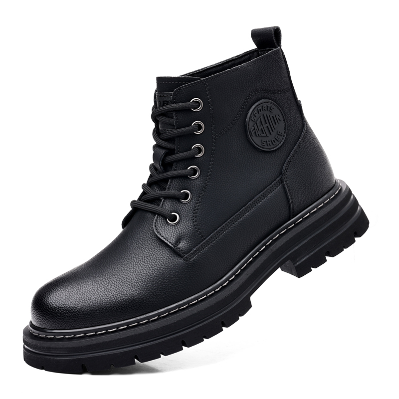 Shanpijiang PU Short Combat Boots Men's Black