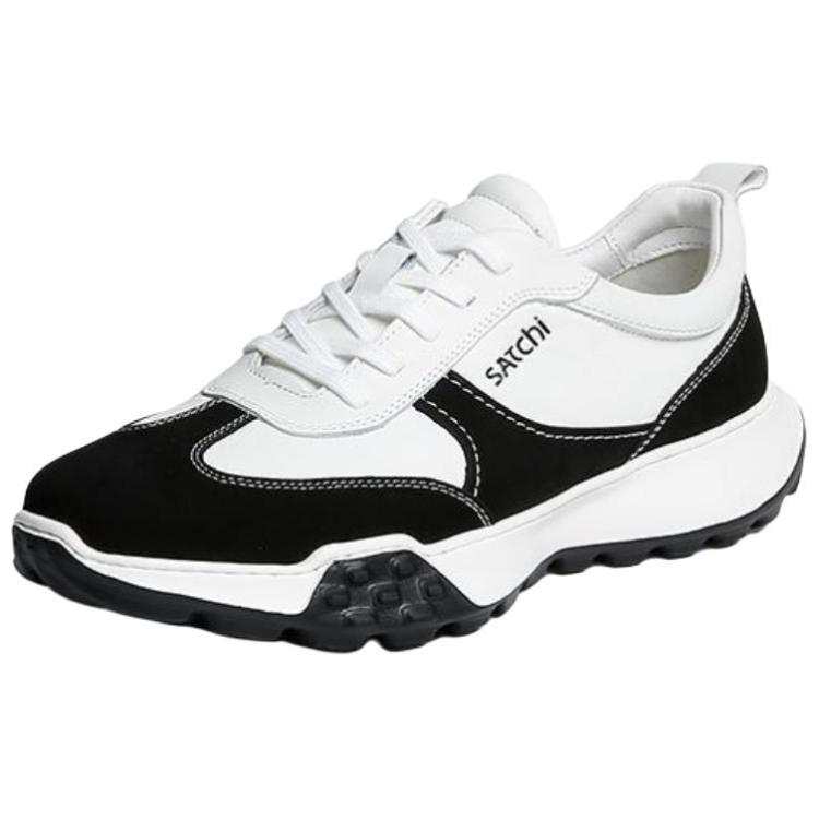 Satchi Top Grain Cow Leather Fashion Abrasion Resistant Low top Casual Shoes Men's White Black