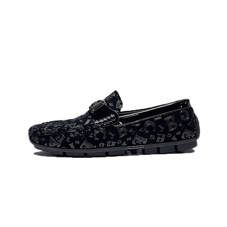 Devanro Devanro Cow Split Leather Gommino Loafers Men's Black