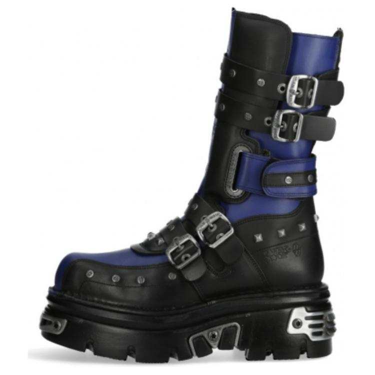 NEW ROCK Combat Boots Unisex Cerulean Blue/Black