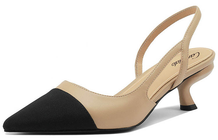 CAMEIDO Split Cow Leather, Leather Slim Heel High Heels 5.5cm Women's Black
