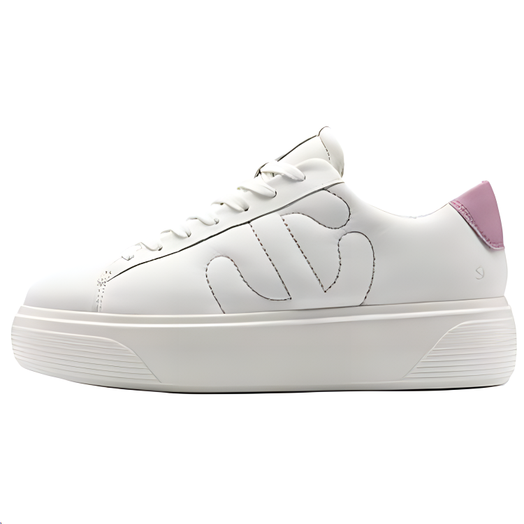 Ecco Cow Leather Comfortable Low top Skateboard Shoes Women's White