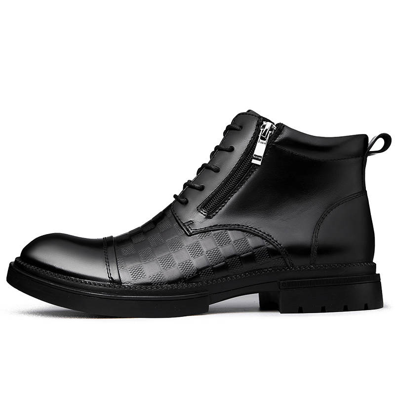 DAISHUTOU DAISHUTOU Cow Leather Crew Combat Boots Unisex Black